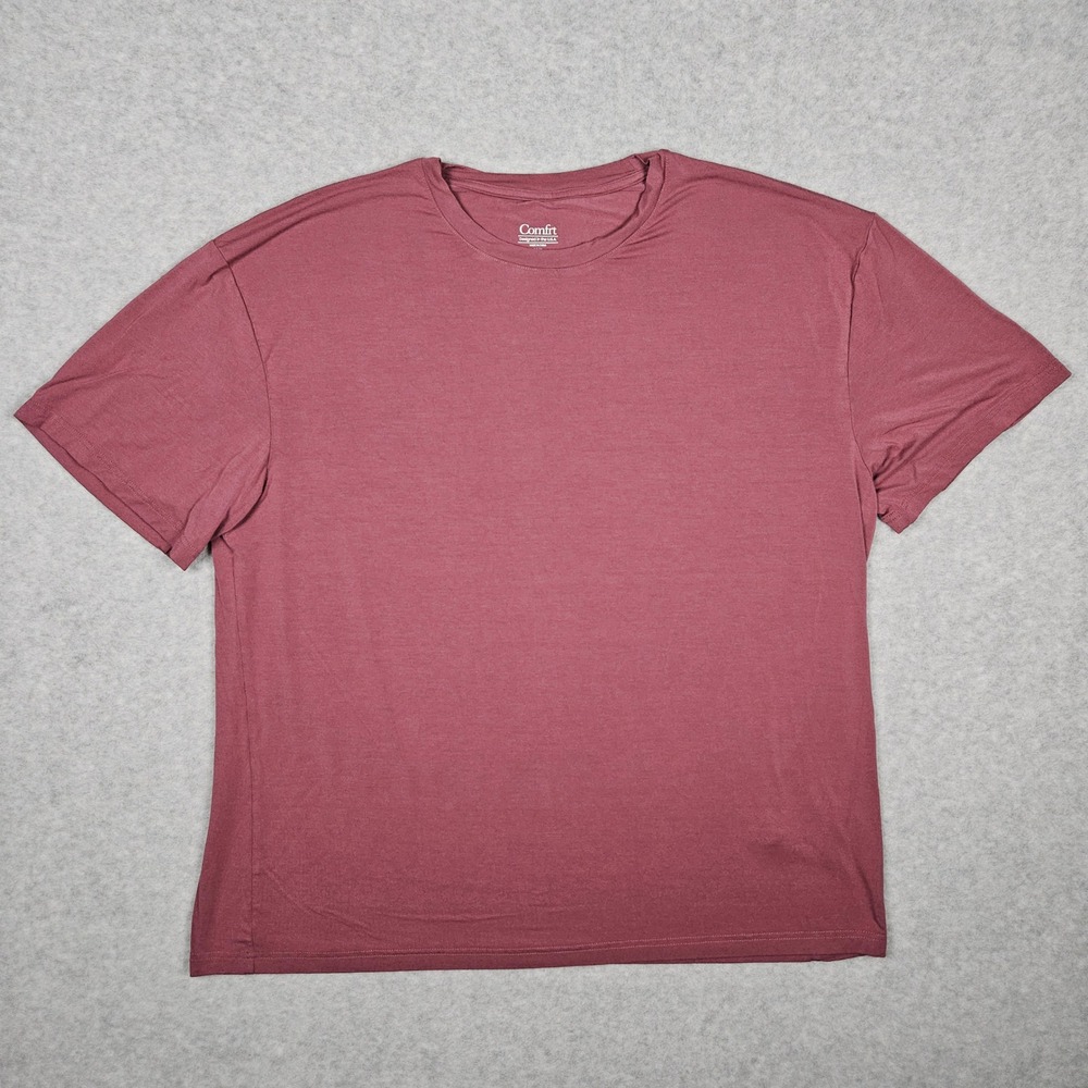 Comfrt Mens 2XL Maroon T-Shirt Short Sleeve Rayon Blend Soft Casual Crewneck Tee